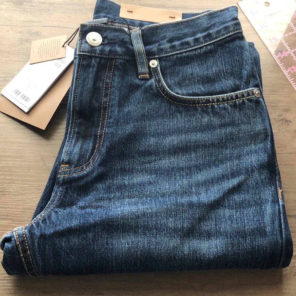 NWT Burberry Men's Denim Blue Straight Jeans size 30 x 32